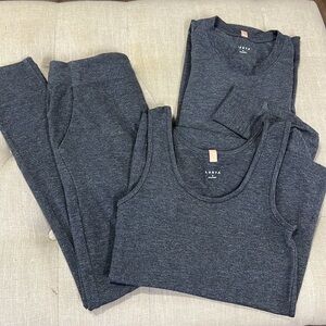 LUNYA Gray Three Piece Travel Pajama Set Size Small